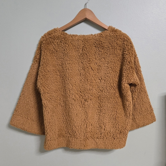 Madewell Mustard Yellow Boatneck Sherpa Superfurry Teddy Pullover Sweater S - Picture 4 of 6